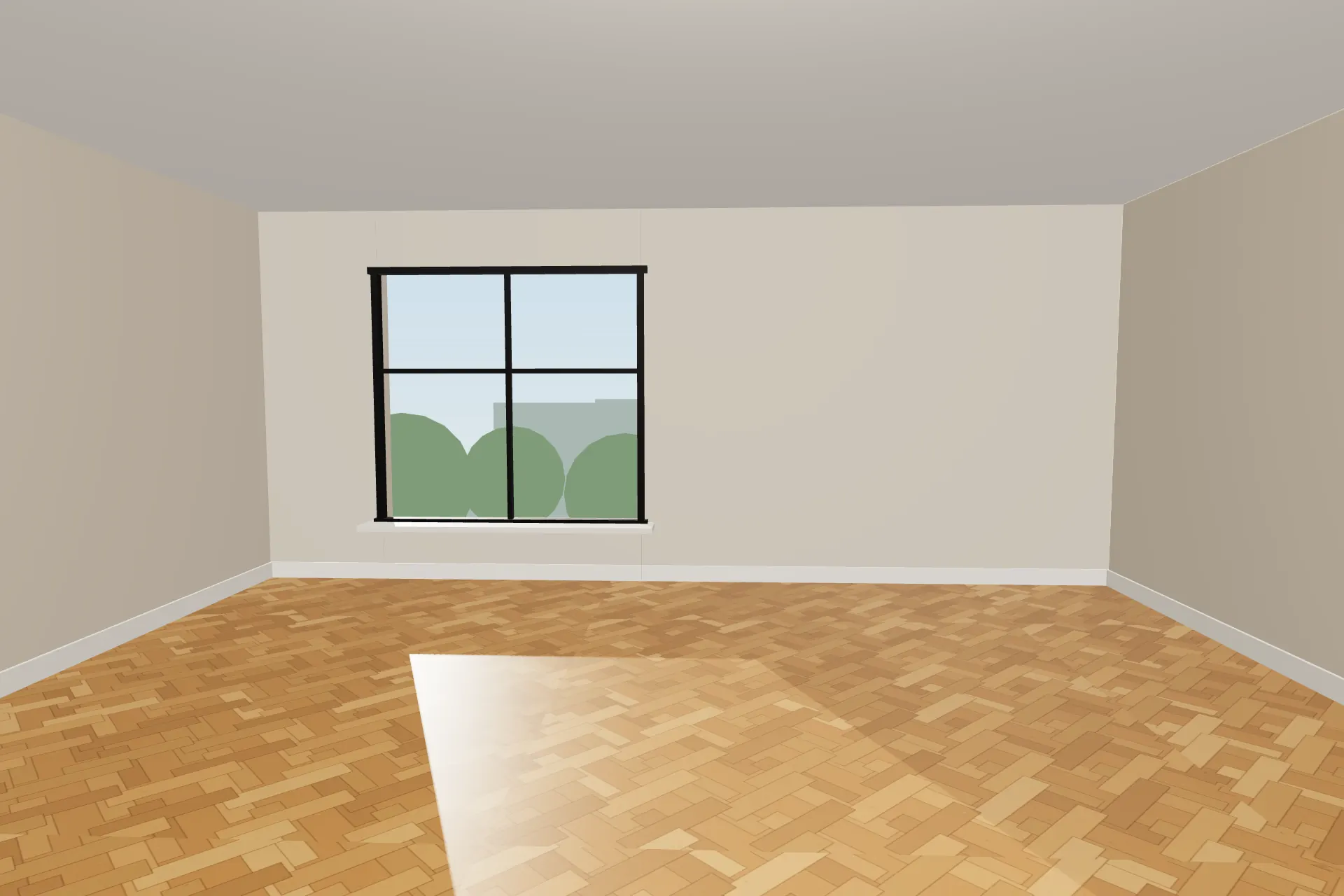 Illustration 3D : murs peints et parquet posé